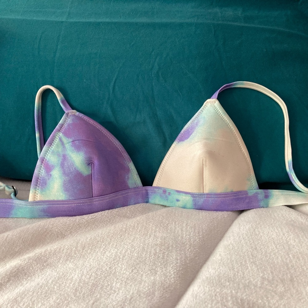 triangl swimwear Purple Tie-Dye Triangle Bikini Top